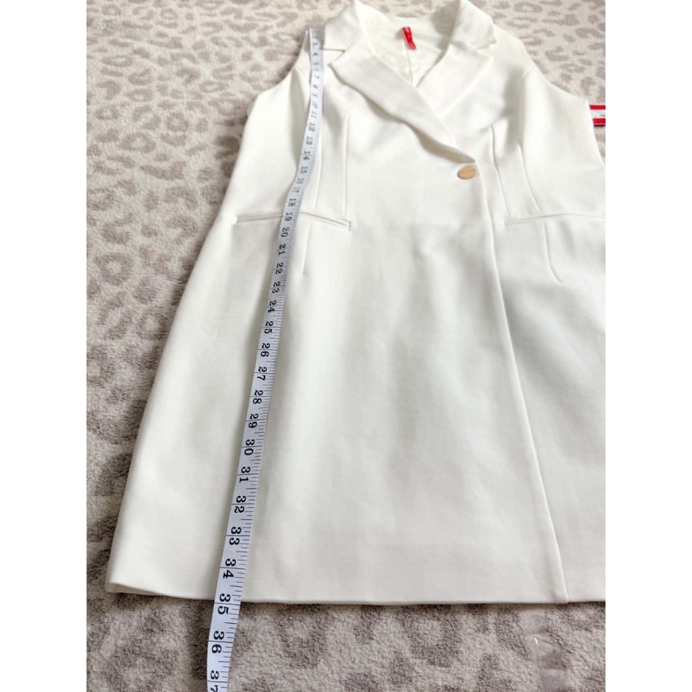 SPANX The Pointe Vest Dress Powder Ivory Sleeveless Blazer Sheath Dress Sz L NWT - Picture 7 of 10